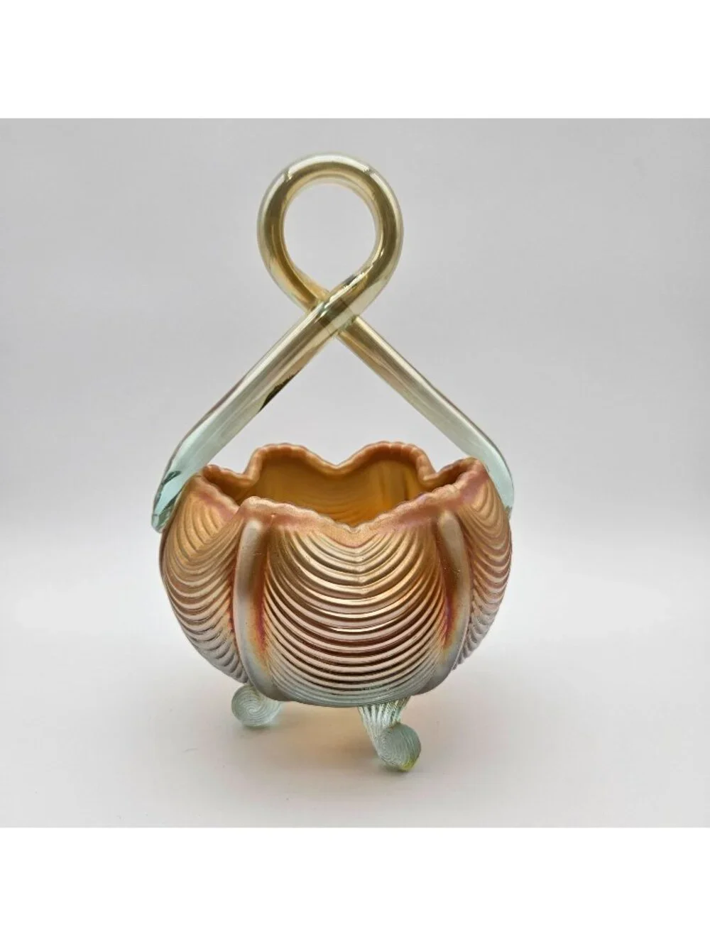 Fenton Aqua Marigold Carnival Glass Drapery 9